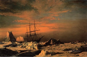 インベーダーのボートの海景を眺める氷の住人 ウィリアム・ブラッドフォード Oil Paintings